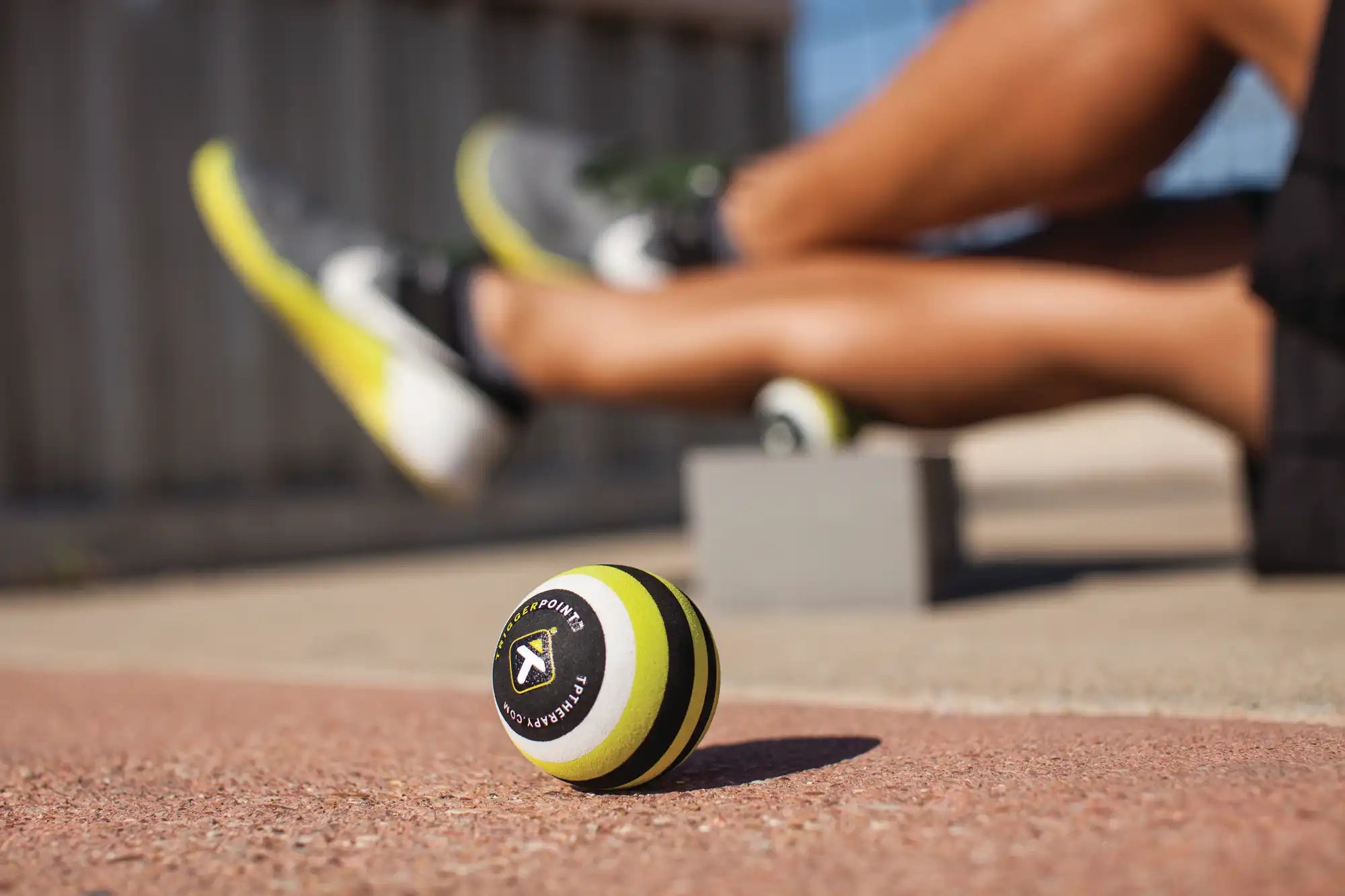 Grid foam roller on gym floor
